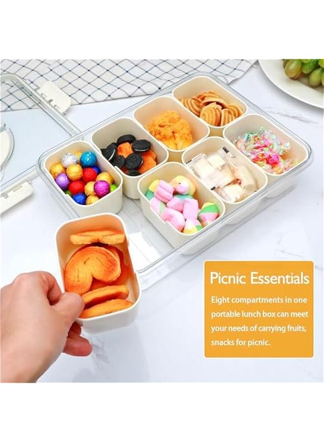 Divided Serving Tray with Lid and Handle,Snackle Box Containers with 8 Compartment,Portable Snack Serving Platters Reusable Storae Organizer for Fruits,Nuts,Candy,Party,Picnic,Veggies - Image 4
